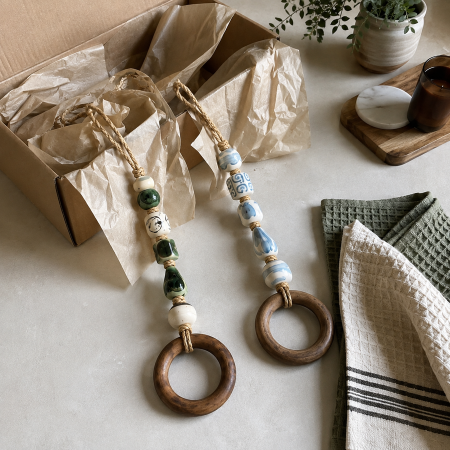 Customer bathroom styling with decorative towel holders