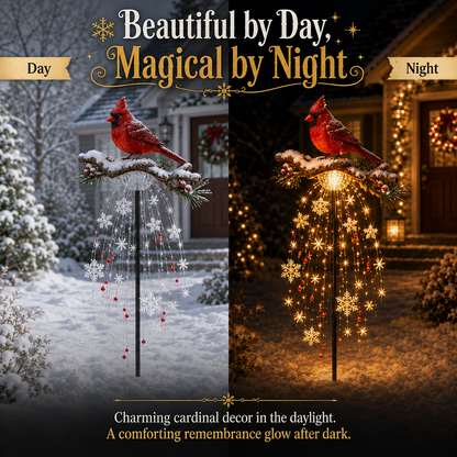 🐦 Cardinal Memory Fountain – Lighted Christmas Remembrance Garden Decor