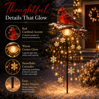 🐦 Cardinal Memory Fountain – Lighted Christmas Remembrance Garden Decor