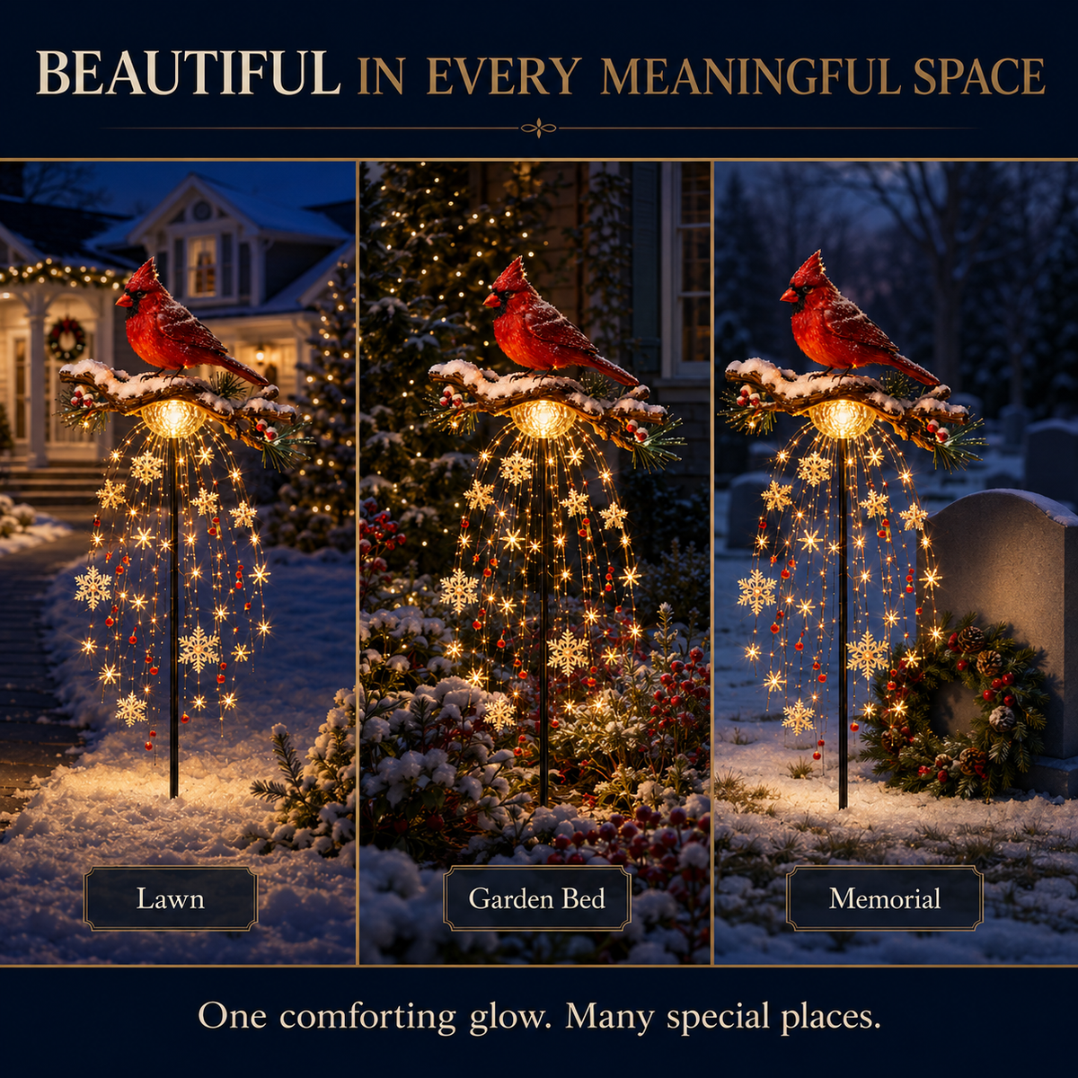 🐦 Cardinal Memory Fountain – Lighted Christmas Remembrance Garden Decor