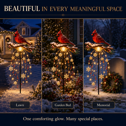 🐦 Cardinal Memory Fountain – Lighted Christmas Remembrance Garden Decor