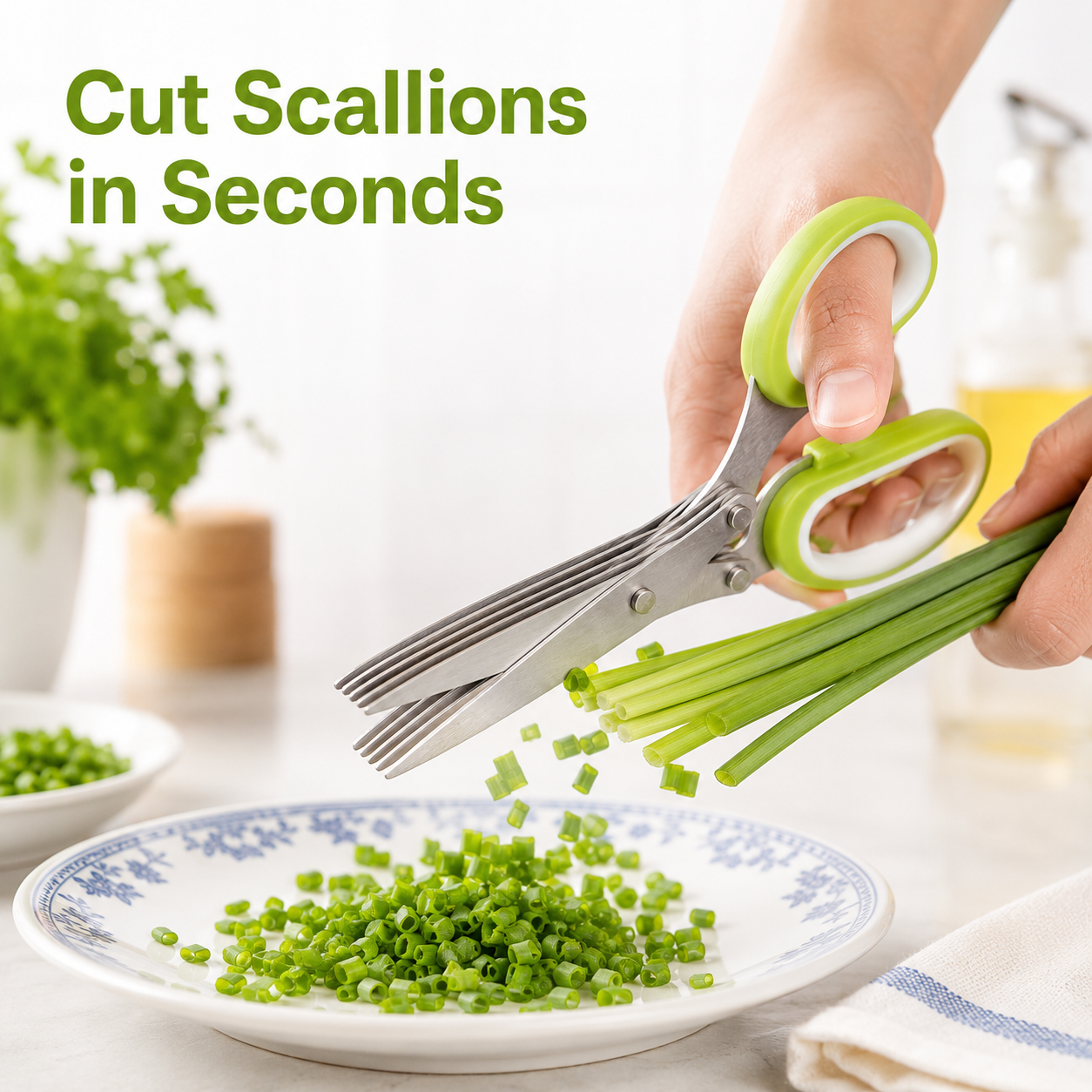 ✂️ 5-Blade Kitchen Herb Scissors – Fast & Even Herb Cutting Tool