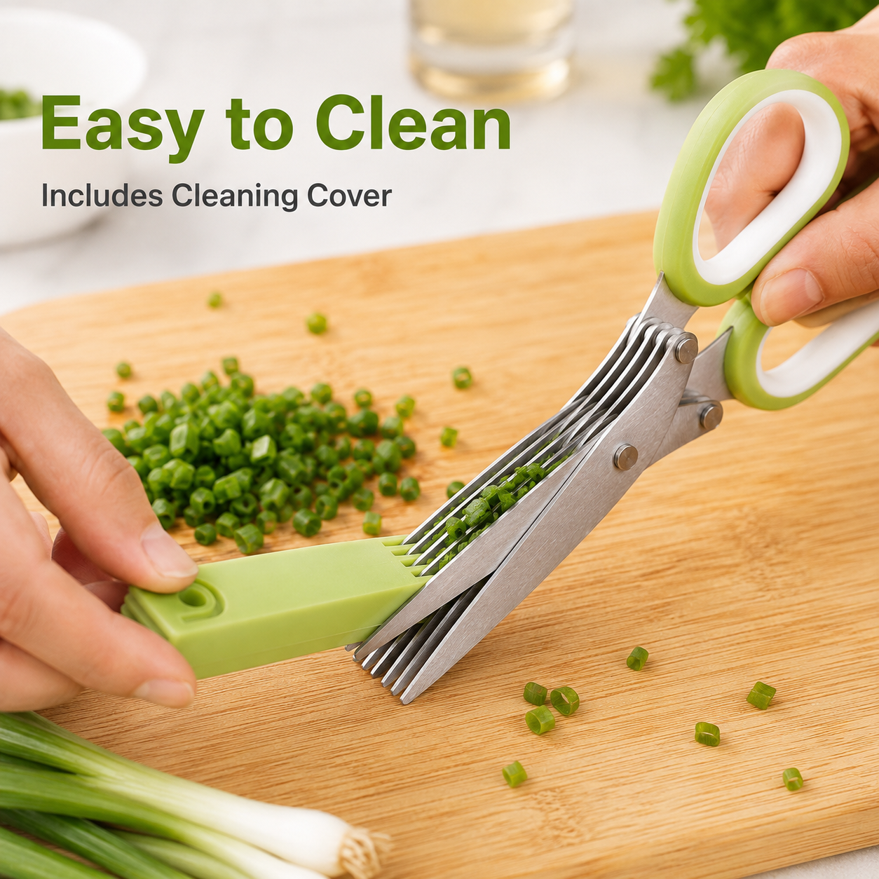 ✂️ 5-Blade Kitchen Herb Scissors – Fast & Even Herb Cutting Tool
