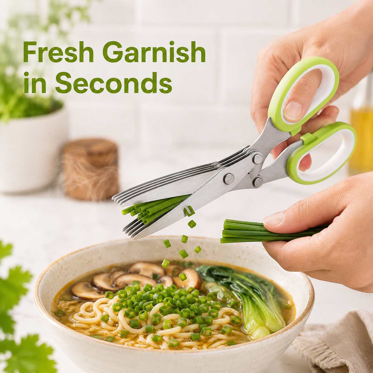 ✂️ 5-Blade Kitchen Herb Scissors – Fast & Even Herb Cutting Tool