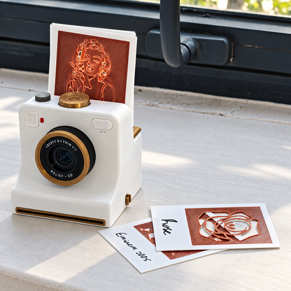 Vintage Camera Latte Art Maker – Mechanical Coffee Stencil Printer for Picture-Perfect Drinks