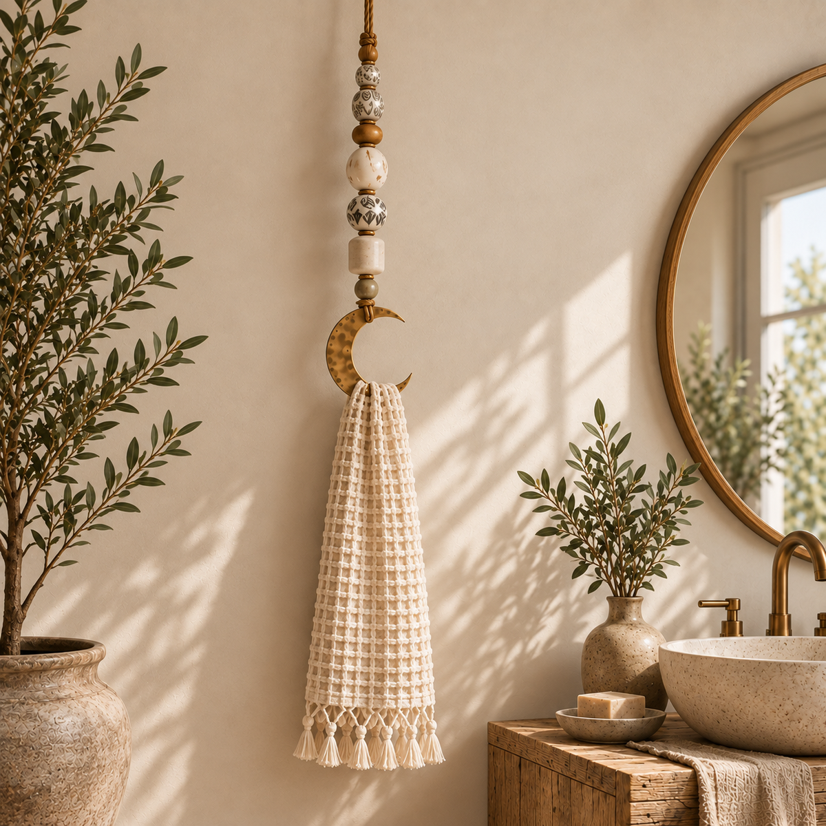 Boho Beaded Towel Hanger