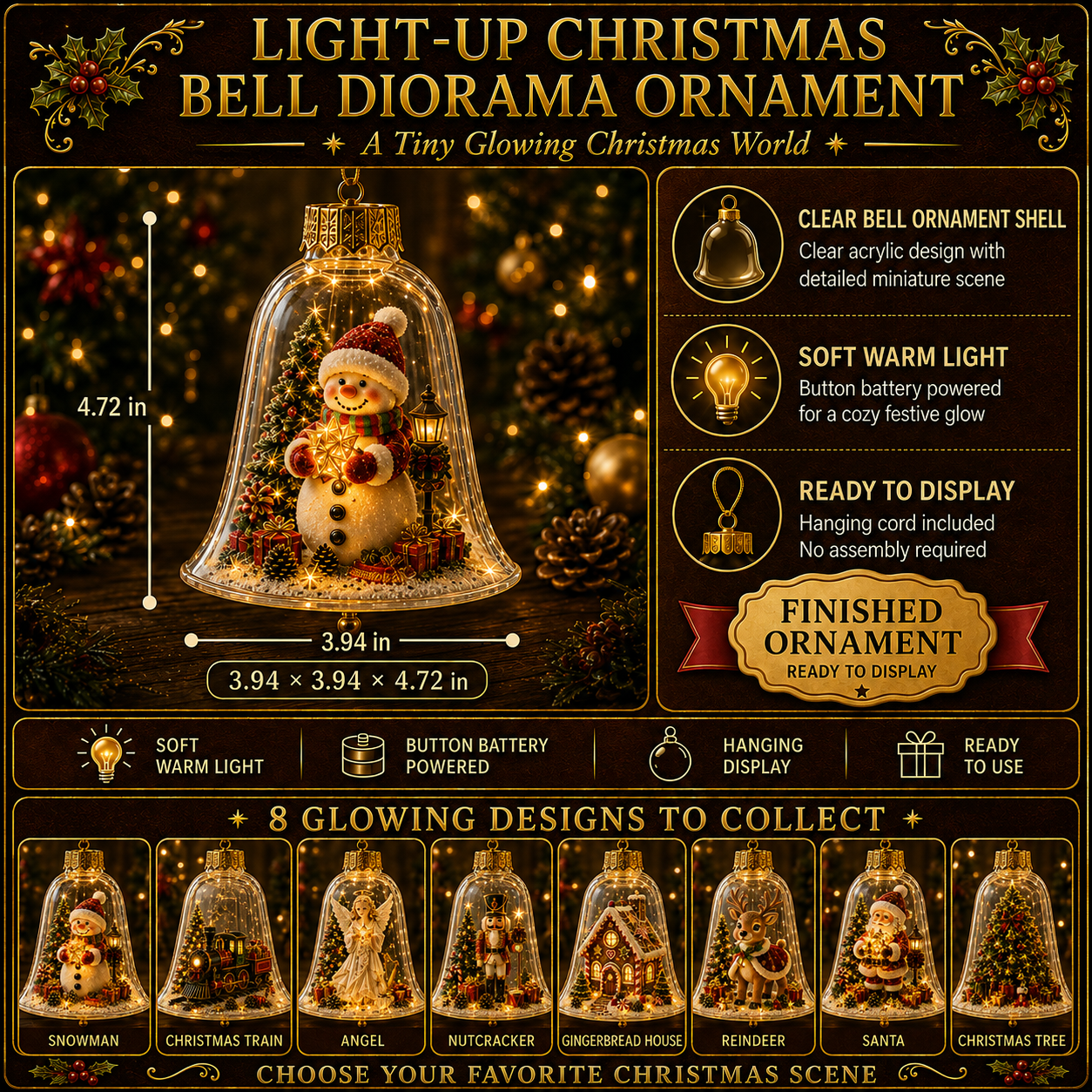 🔥Limited time 69% OFF -✨🎄 Glowing Christmas Story Ornament – Light-Up Mini Holiday Scene