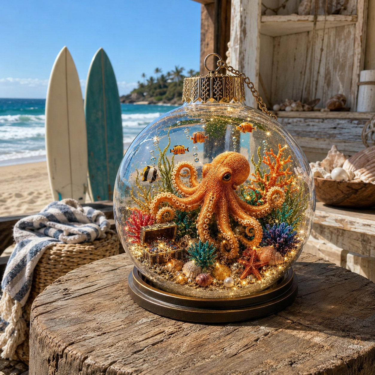 🌊Summer Ocean Animal Lighted Diorama Ornament – 🎁8 Magical Coastal Designs