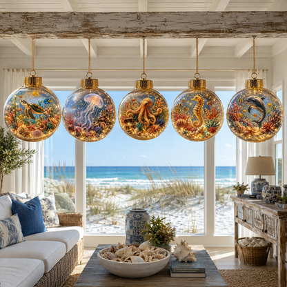 🌊Summer Ocean Animal Lighted Diorama Ornament – 🎁8 Magical Coastal Designs