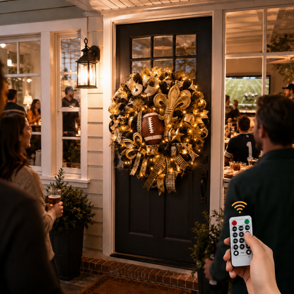 Football Team Handcrafted Wreath for Game-Day Front Door Decor