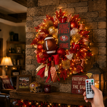 Football Team Handcrafted Wreath for Game-Day Front Door Decor