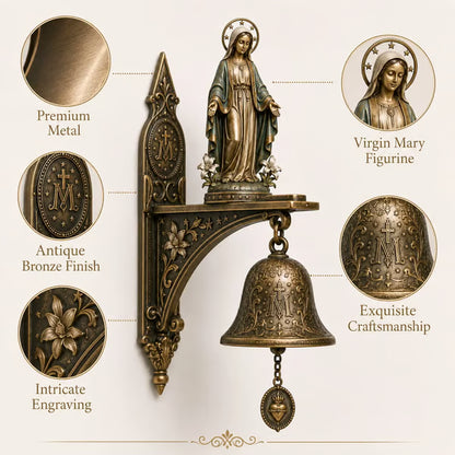 ✨ Our Lady of Grace Bronze Miraculous Medal Wall Bell | 🙏Catholic Religious Home & Garden Decor