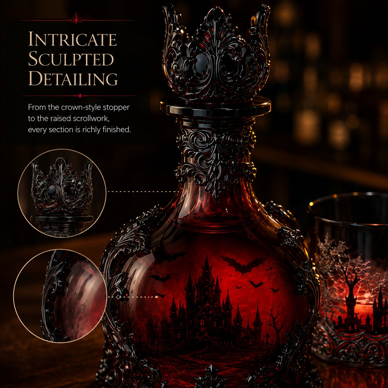 🔥Last Day 49% OFF - 🦇🍺Gothic Vampire Castle Whisky Decanter & Tumbler