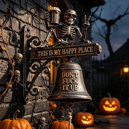 💀🔔 Skeleton Wall Bell “This Is My Happy Place”