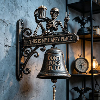 💀🔔 Skeleton Wall Bell “This Is My Happy Place”