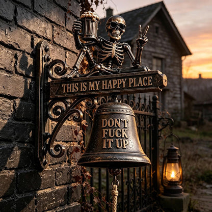 💀🔔 Skeleton Wall Bell “This Is My Happy Place”