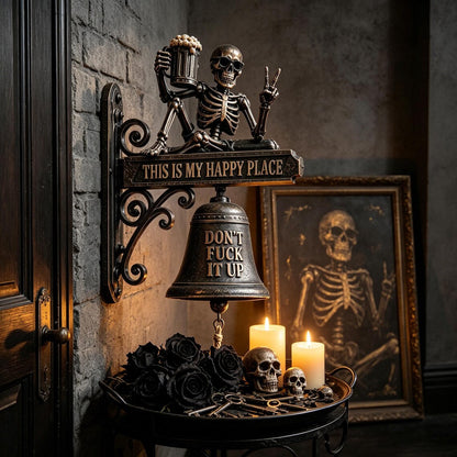 💀🔔 Skeleton Wall Bell “This Is My Happy Place”