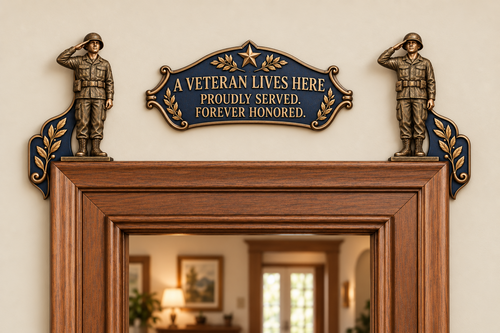 🎖️✨ 'A Veteran Lives Here' – Proudly Served 3-Piece Door Frame Decor Set