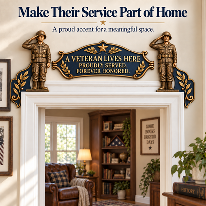 🎖️✨ 'A Veteran Lives Here' – Proudly Served 3-Piece Door Frame Decor Set
