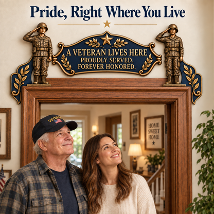 🎖️✨ 'A Veteran Lives Here' – Proudly Served 3-Piece Door Frame Decor Set