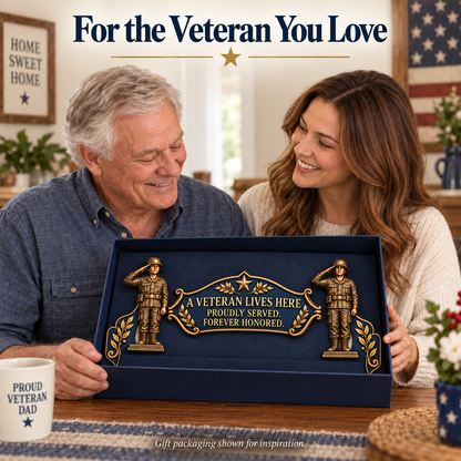 🎖️✨ 'A Veteran Lives Here' – Proudly Served 3-Piece Door Frame Decor Set
