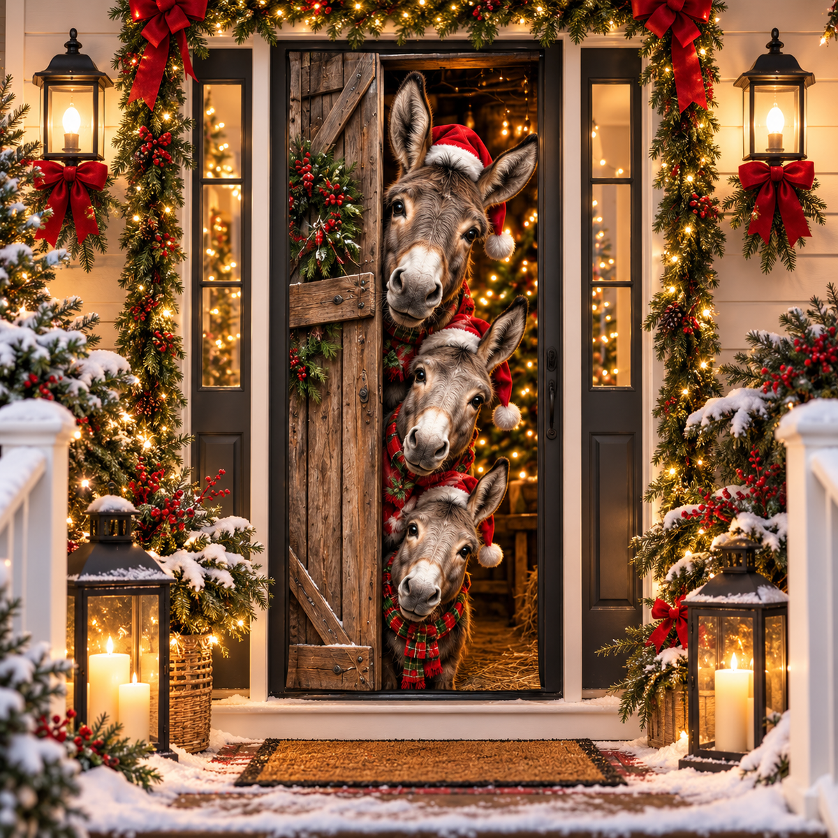 🎄🐾Peekaboo Christmas Door Curtain™ – Cute Holiday Animals Bringing Your Front Door To Life