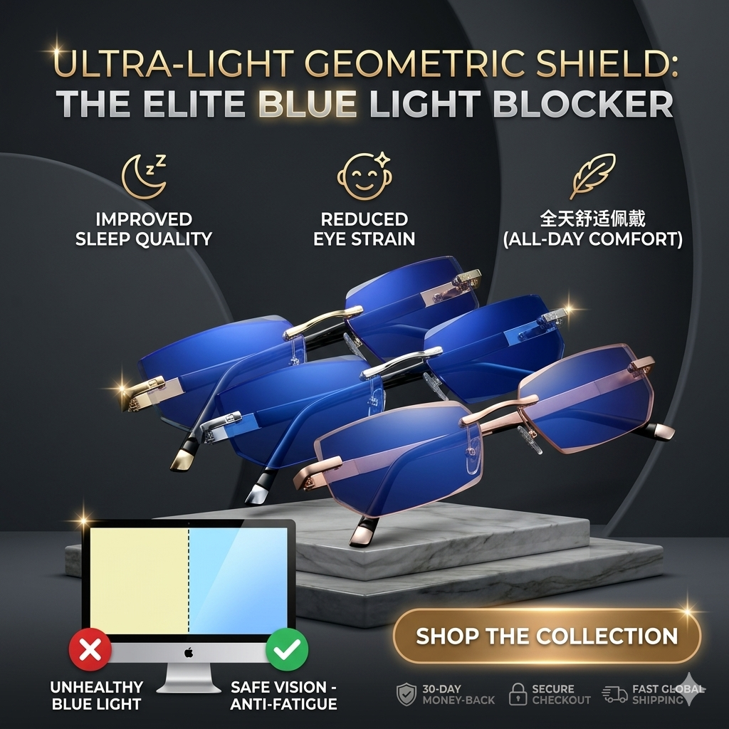 🔥 Intelligent Auto-Focus Zoom Glasses👓 - Blue Light Blocking & Anti-Eye Strain Rimless Eyewear