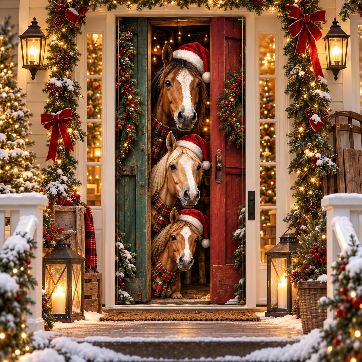 🎄🐾Peekaboo Christmas Door Curtain™ – Cute Holiday Animals Bringing Your Front Door To Life