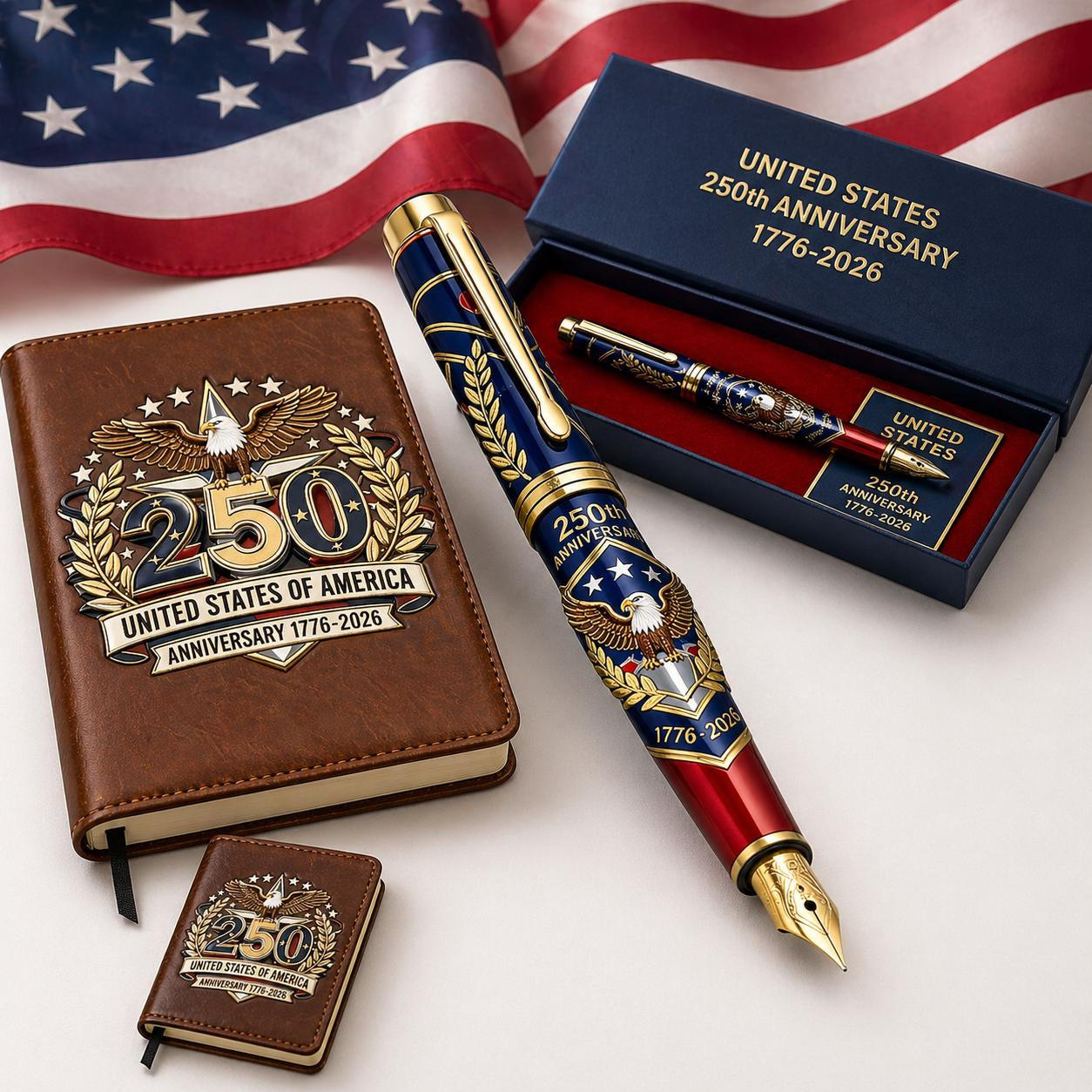 USA 250th Anniversary Commemorative Notebook & Pen Gift Set