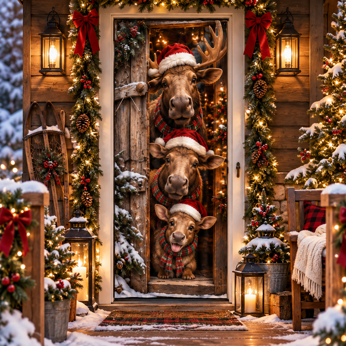🎄🐾Peekaboo Christmas Door Curtain™ – Cute Holiday Animals Bringing Your Front Door To Life
