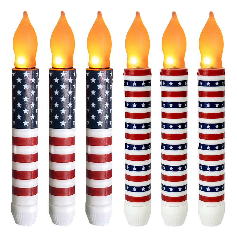 Patriotic LED Taper Candles with Timer-250th Anniversary Red White Blue , Independence Day Decoration