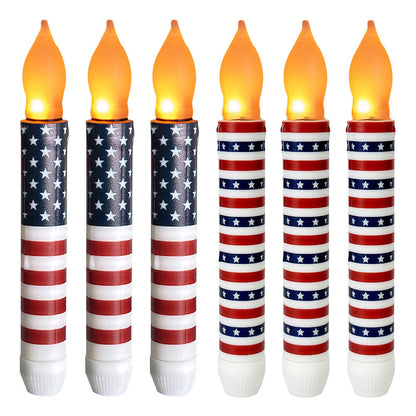 Patriotic LED Taper Candles with Timer-250th Anniversary Red White Blue , Independence Day Decoration