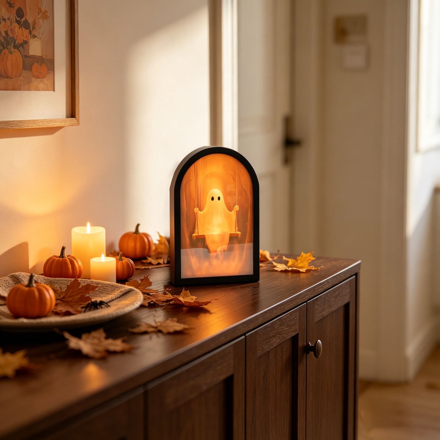 🎃🕯️ Vintage Ghost Mirror Decoration