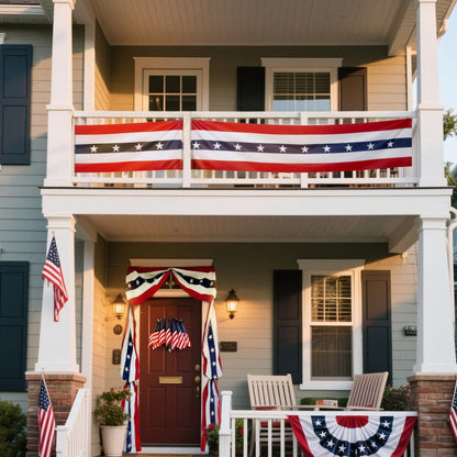 236"*20" Patriotic USA Banner – 250th Anniversary Red White Blue Bunting, Independence Day Outdoor Porch & Fence Decoration