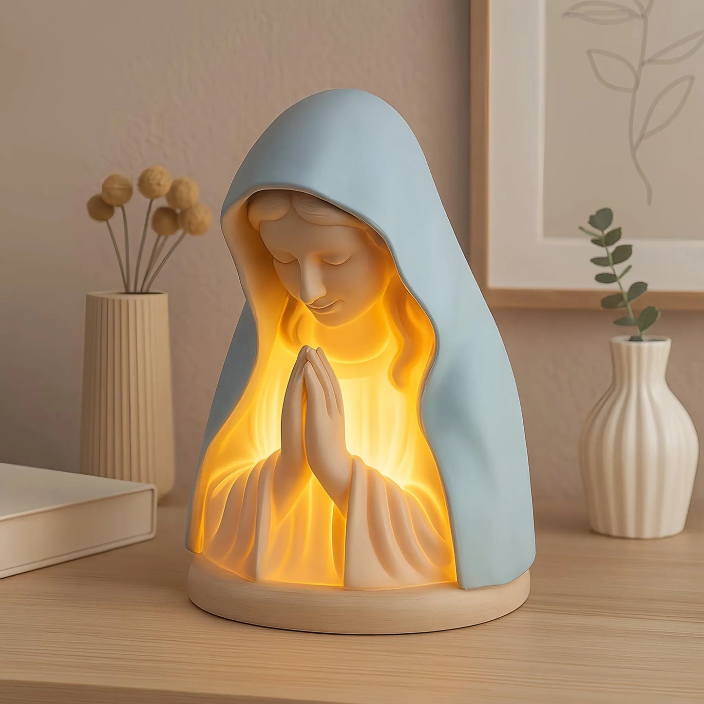 ✝️ Handmade Resin Virgin Mary Night Light – A Gentle Glow of Peace & Protection