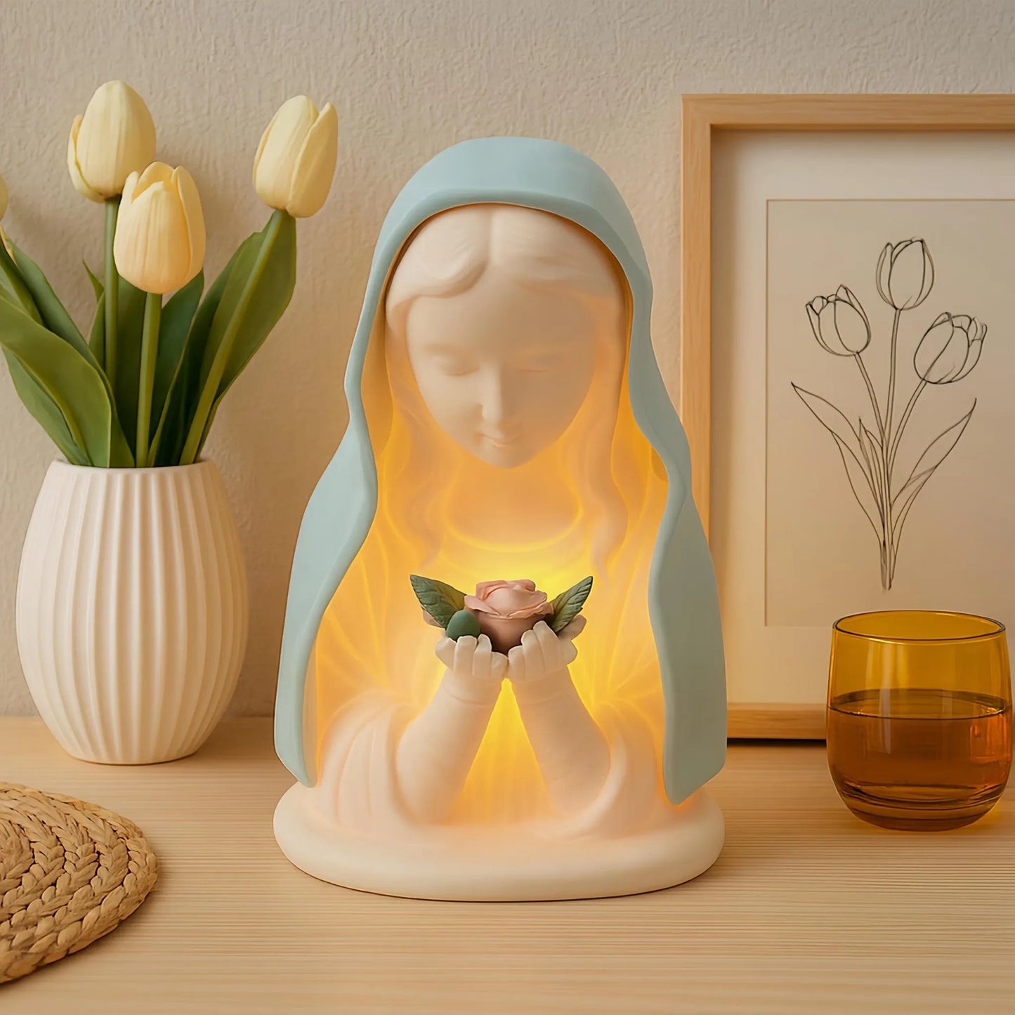 ✝️ Handmade Resin Virgin Mary Night Light – A Gentle Glow of Peace & Protection
