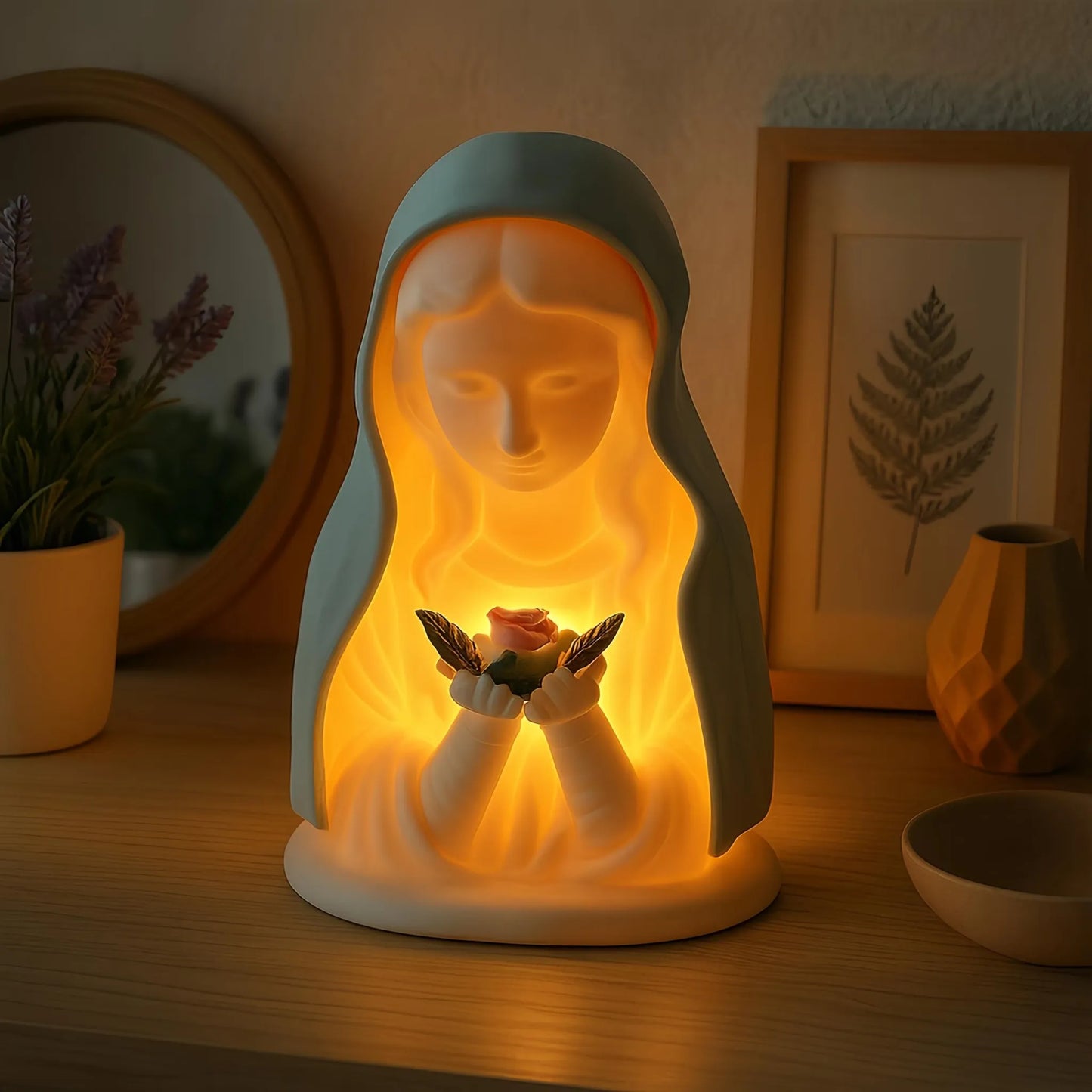 ✝️ Handmade Resin Virgin Mary Night Light – A Gentle Glow of Peace & Protection