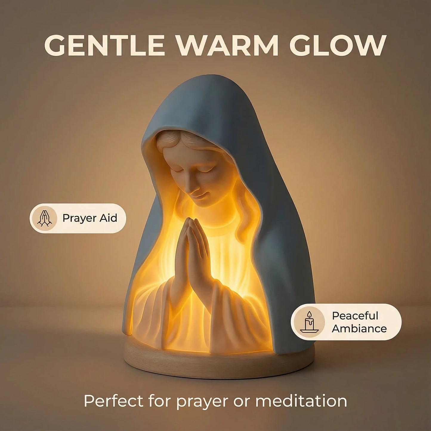 ✝️ Handmade Resin Virgin Mary Night Light – A Gentle Glow of Peace & Protection