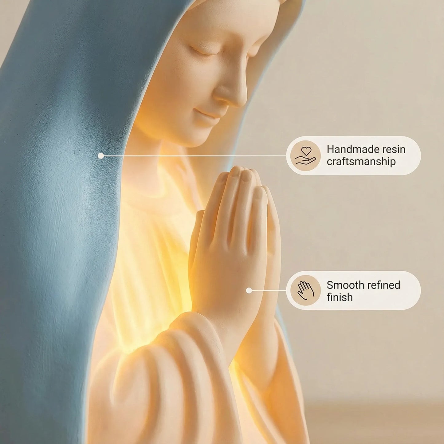 ✝️ Handmade Resin Virgin Mary Night Light – A Gentle Glow of Peace & Protection