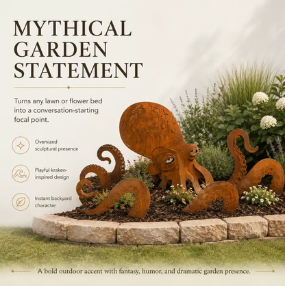 🐙Rust Patina Giant Octopus Garden Sculpture