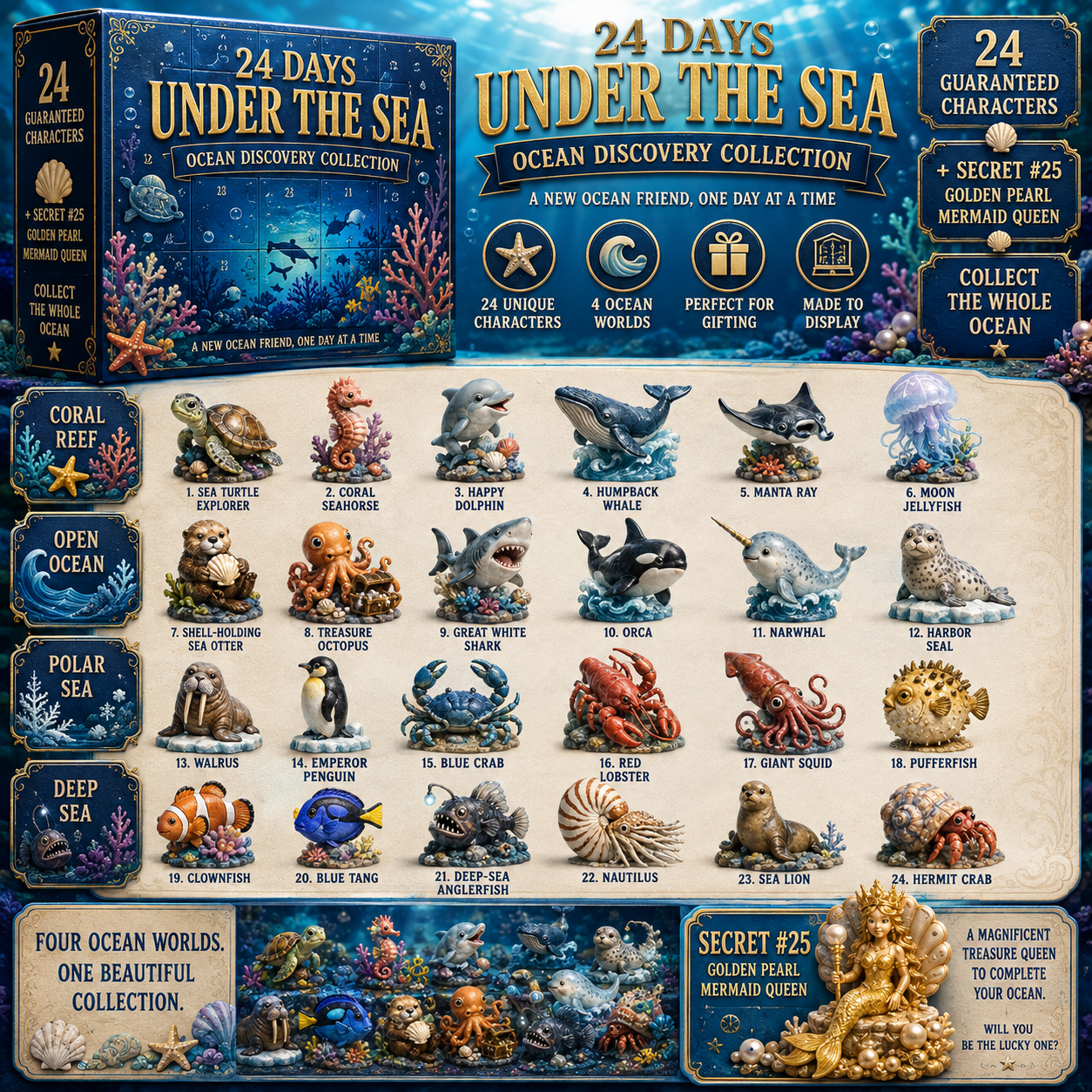 🌊 24 Days Under the Sea Ocean Discovery Countdown Calendar