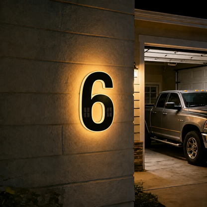 Solar Powered House Address Illuminated Number Signs
