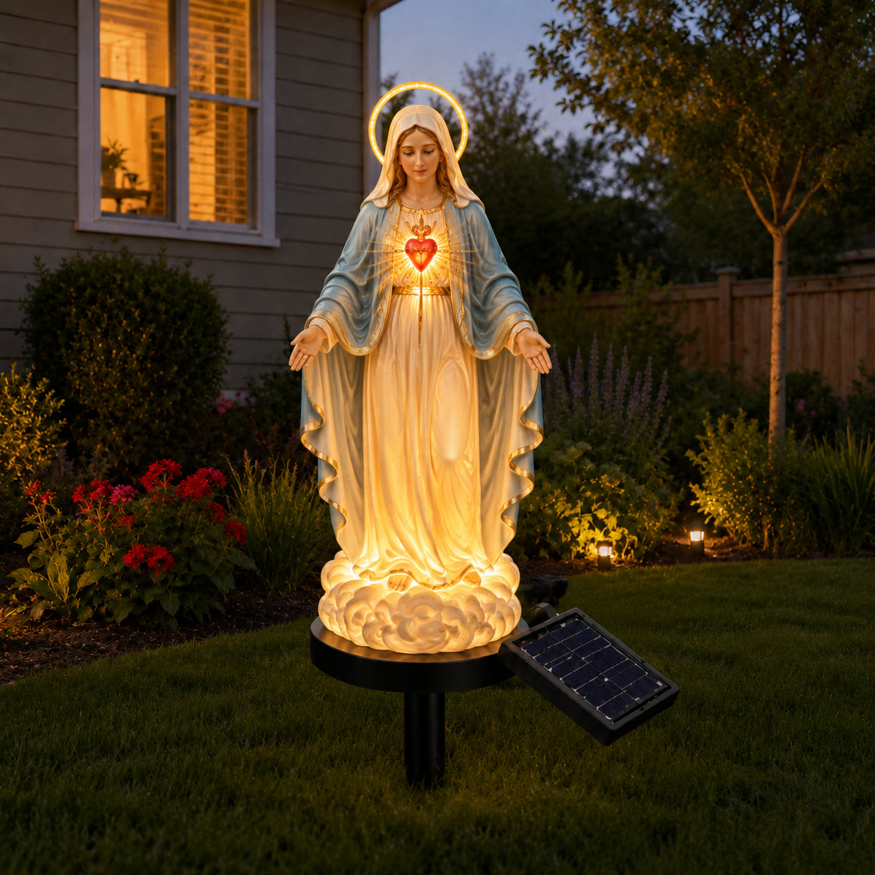 ✨Solar Virgin Mary Garden Statue Light – 🏡Glowing Sacred Heart Outdoor Decor for Yard & Patio