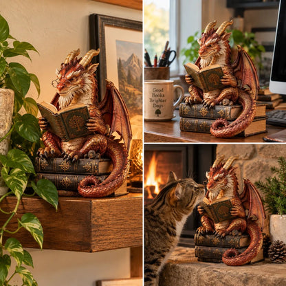 🐉 Wandering Scholar Dragon Figurine | Book Lover Décor