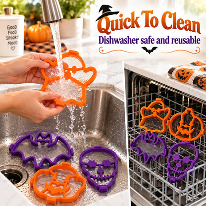 🎃🍳 Spooky Breakfast Shape Set – 4 Reusable Molds for Pancakes, Eggs & Halloween Fun