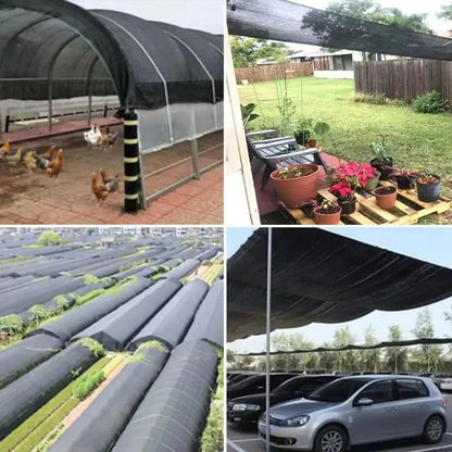 💥90% Blackout Cloth (Black) - 10 x 13ft UV-Resistant Shade Net with Reinforced Rivets,