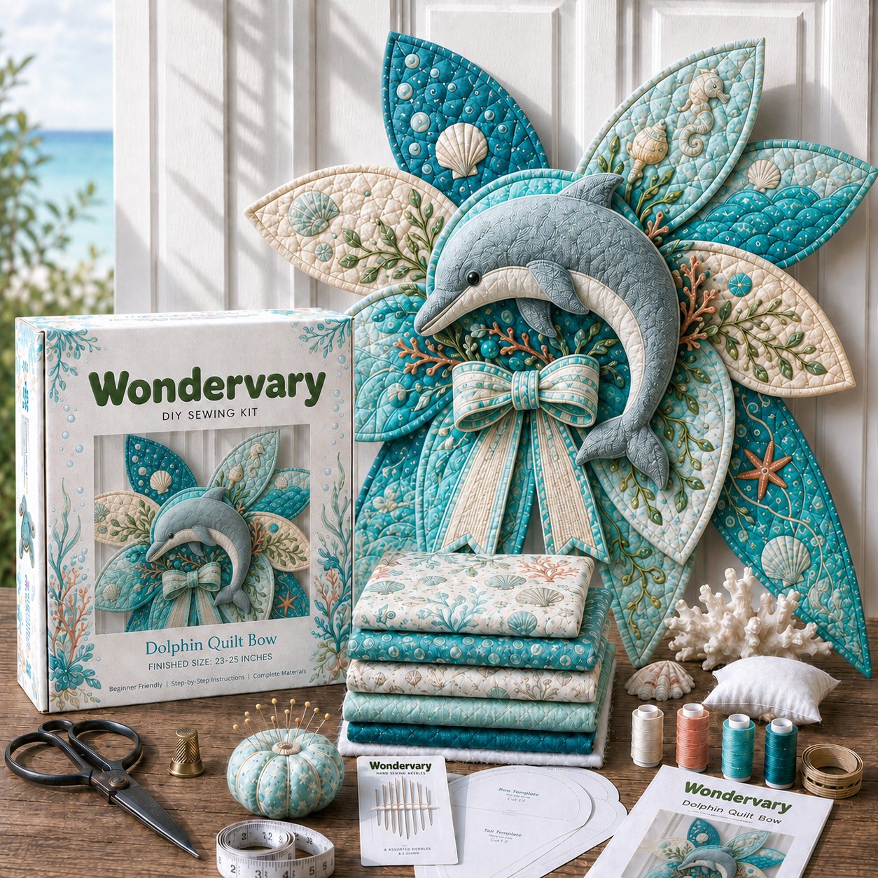 🌊 DIY Ocean Animal Quilted Bow Kit – Large 3D Coastal Door & Wall Décor