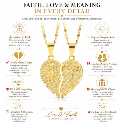 ✝️❤️Virgin Mary Layered Heart Combination Prayer Couple Necklace