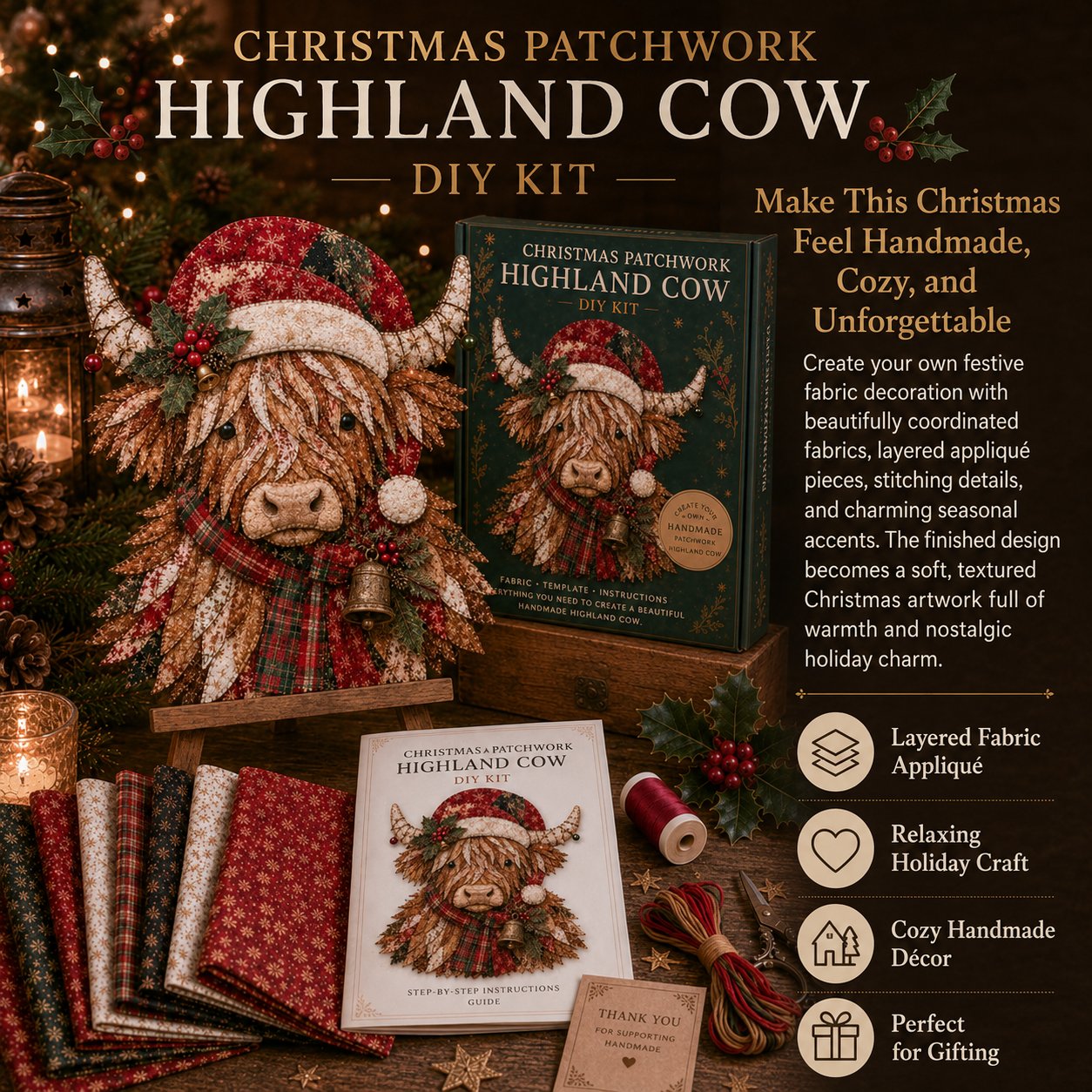 🎅Christmas Patchwork Fabric DIY Decor Kit