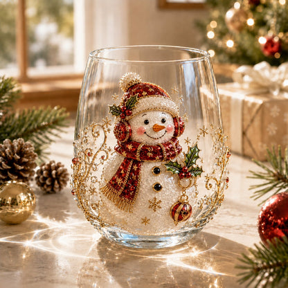 3D Christmas Glass Art Cup | Luxury Raised Holiday Glassware for Drinks, Decor & Christmas Gifts 🎁